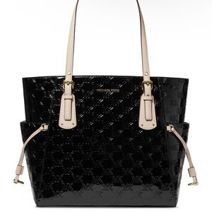 Michael Kors Voyager Logo Embossed Patent Large East West Tote